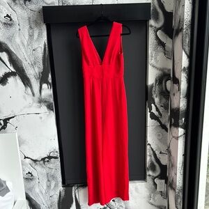 Lulu's Red Sleeveless V-Neck Jumpsuit - New Years Eve